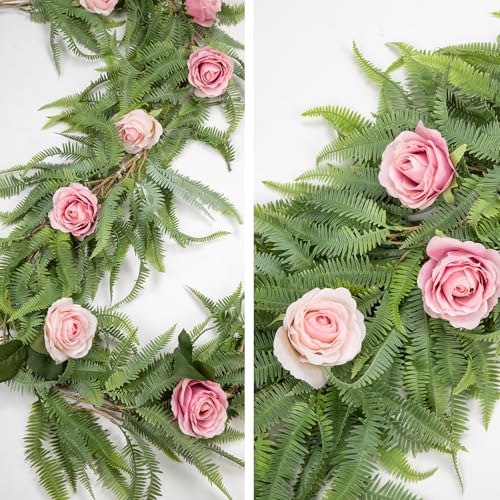 Briful 5ft Long Greenery Garland Boston Fern Floral Garland for Door Mantle Decorations, Lush Realistic Spring Summer Artificial Garland for Home Farmhouse Indoor Decor - Image 4