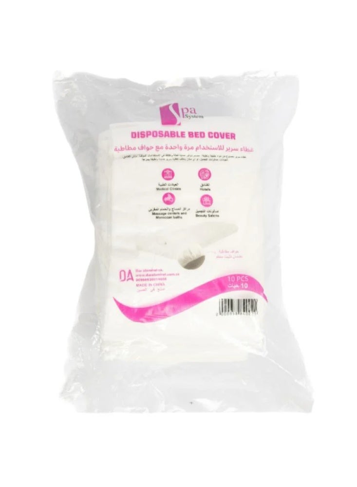 Spa System Disposable Massage Bed Cover with Elastic Edges - 10 Count | White