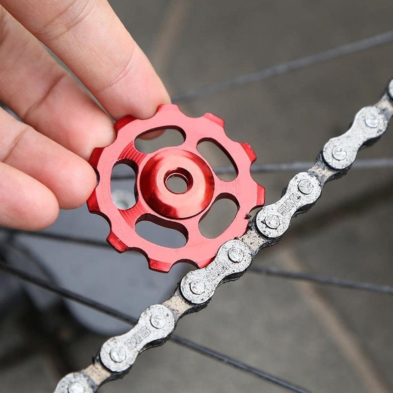 woobles Bike Derailleur Pulley,  Metal Bicycle Guide Roller Idler Bicycle Rear Derailleur Aluminum Alloy Bicycle Derailleur Accessory for 11-Tooth Mountain Road Bikes Bicycle - Image 3