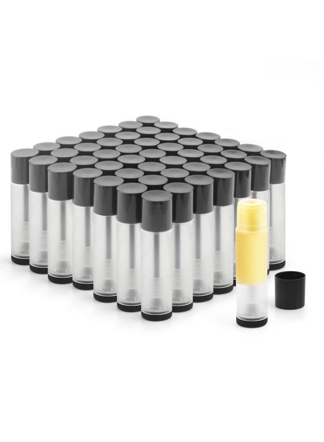 Cositina 50 قطعة أنابيب بلسم الشفاه 5 جرام حاويات أحمر شفاه بلاستيكية فارغة قابلة لإعادة التعبئة مع غطاء أسود لتعبئة بلسم الشفاه اللامع - Image 1