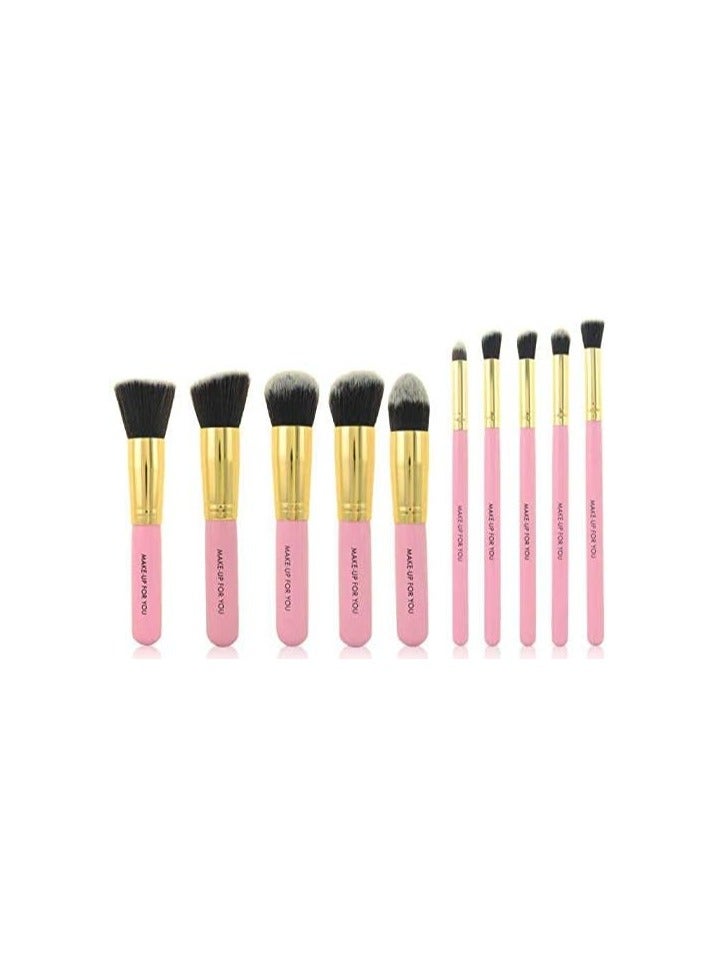 مجموعة فرش مكياج من 10 قطع، مصنوعة من ألياف صناعية فاخرة، لمزج كريم الأساس، وبودرة الوجه، وأحمر الخدود، وخافي العيوب، وظلال العيون. - Image 1