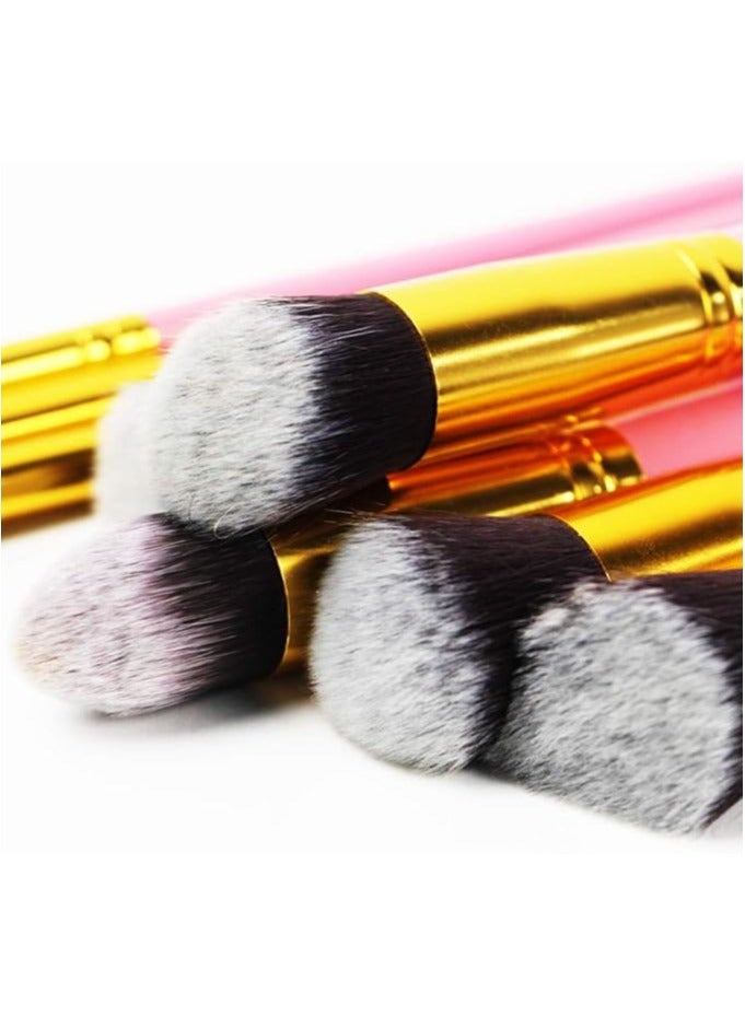 مجموعة فرش مكياج من 10 قطع، مصنوعة من ألياف صناعية فاخرة، لمزج كريم الأساس، وبودرة الوجه، وأحمر الخدود، وخافي العيوب، وظلال العيون. - Image 2