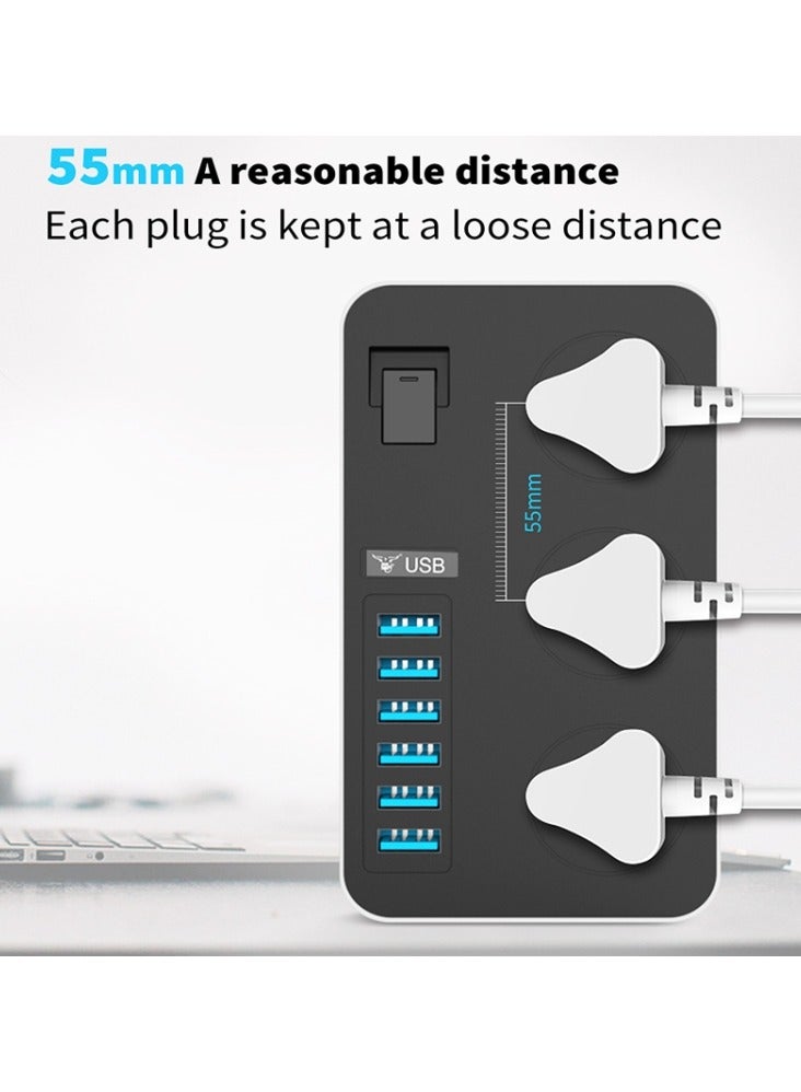 T09 3000 واط عالي الطاقة متعدد الوظائف المكونات في 3 فتحات مقبس عالمي عالمي + 6 USB شحن ذكي قابس المملكة المتحدة - Image 2