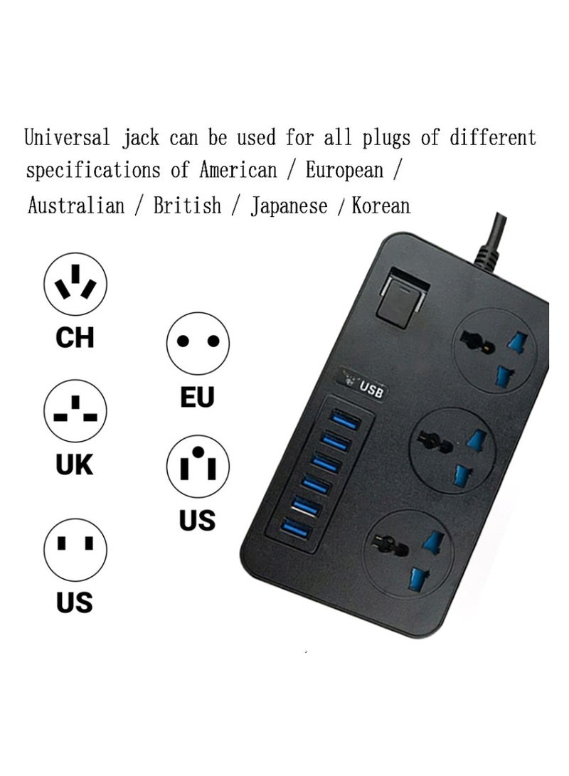 T09 3000 واط عالي الطاقة متعدد الوظائف المكونات في 3 فتحات مقبس عالمي عالمي + 6 USB شحن ذكي قابس المملكة المتحدة - Image 4