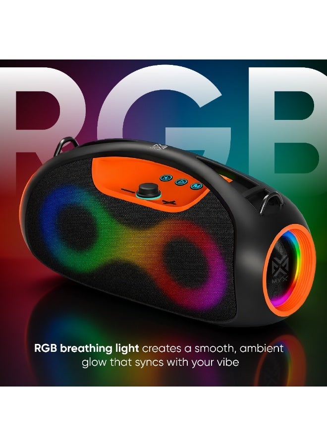 MYX BoomX - Portable Bluetooth Speaker – 60W High Bass, RGB Lights, Multi-Connectivity (BT/AUX/TF/USB/FM), TWS Pairing, 2000mAh Battery, Outdoor Party Speaker - Image 1
