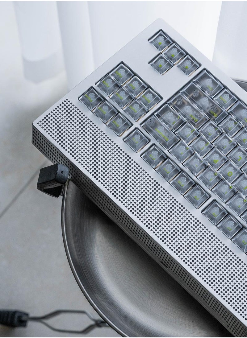 Angry Miao - Angry Miao AM Neon 80 Space Silver Bundle RGB Mechanical Keyboard Latency Tri-Mode Connection Leaf Spring Mount Internals Hotswapable Switch with 389 LEDs Precision CNC Design - Image 1