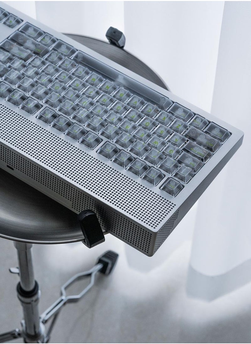 Angry Miao - Angry Miao AM Neon 80 Space Silver Bundle RGB Mechanical Keyboard Latency Tri-Mode Connection Leaf Spring Mount Internals Hotswapable Switch with 389 LEDs Precision CNC Design - Image 1