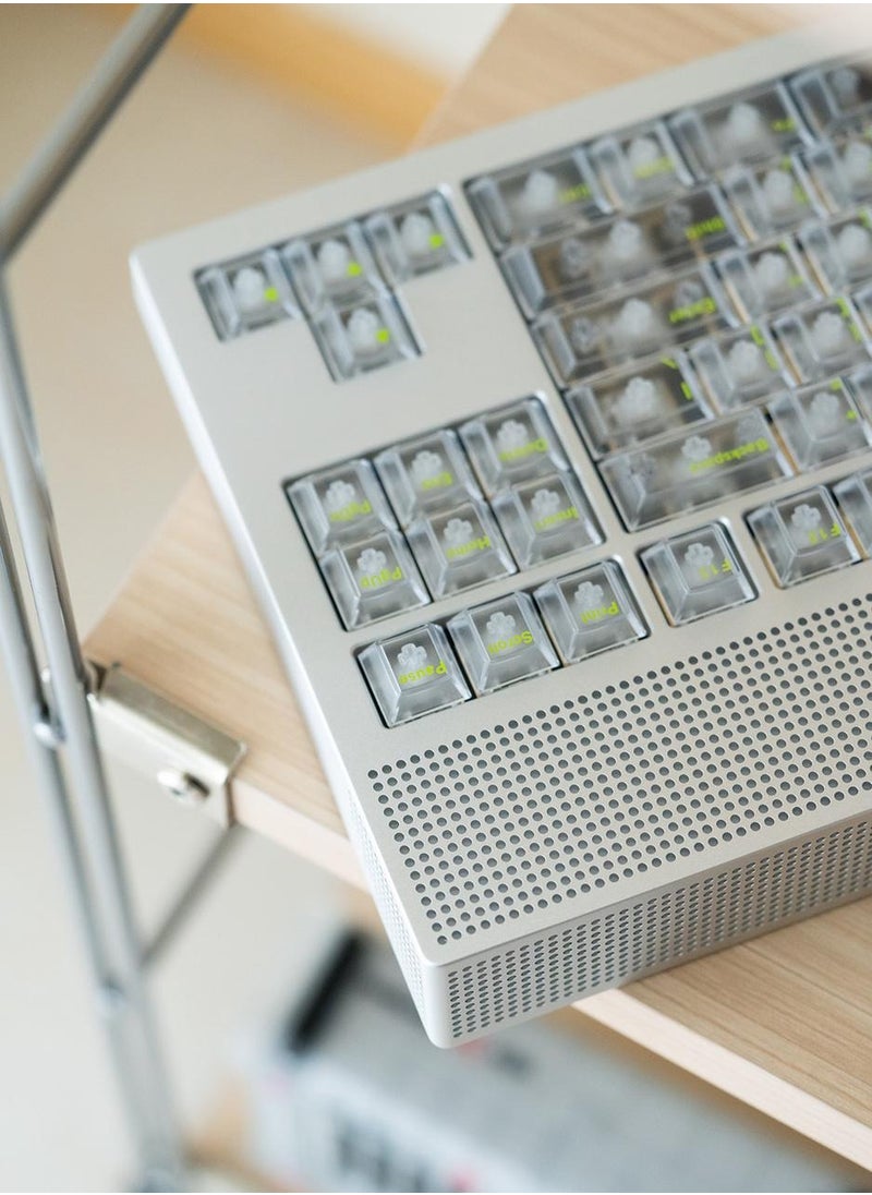 Angry Miao - Angry Miao AM Neon 80 Space Silver Bundle RGB Mechanical Keyboard Latency Tri-Mode Connection Leaf Spring Mount Internals Hotswapable Switch with 389 LEDs Precision CNC Design - Image 1