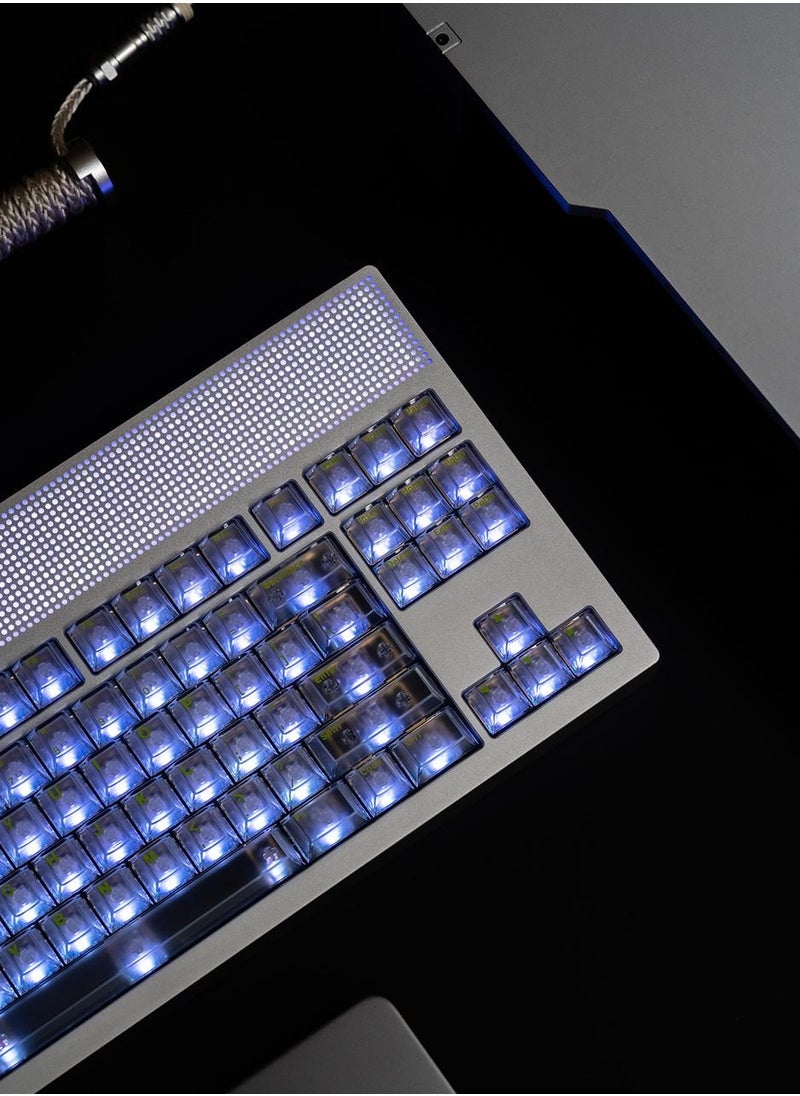 Angry Miao - Angry Miao AM Neon 80 Space Silver Bundle RGB Mechanical Keyboard Latency Tri-Mode Connection Leaf Spring Mount Internals Hotswapable Switch with 389 LEDs Precision CNC Design - Image 1