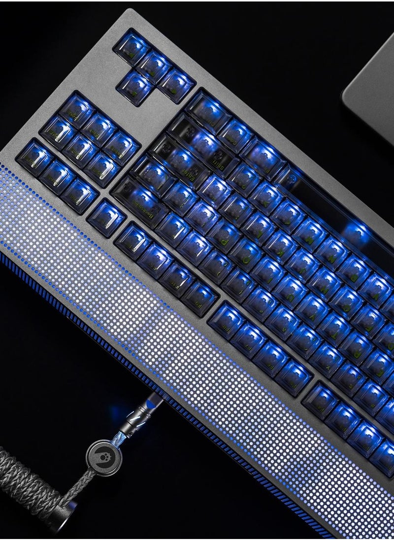 Angry Miao - Angry Miao AM Neon 80 Space Silver Bundle RGB Mechanical Keyboard Latency Tri-Mode Connection Leaf Spring Mount Internals Hotswapable Switch with 389 LEDs Precision CNC Design - Image 1