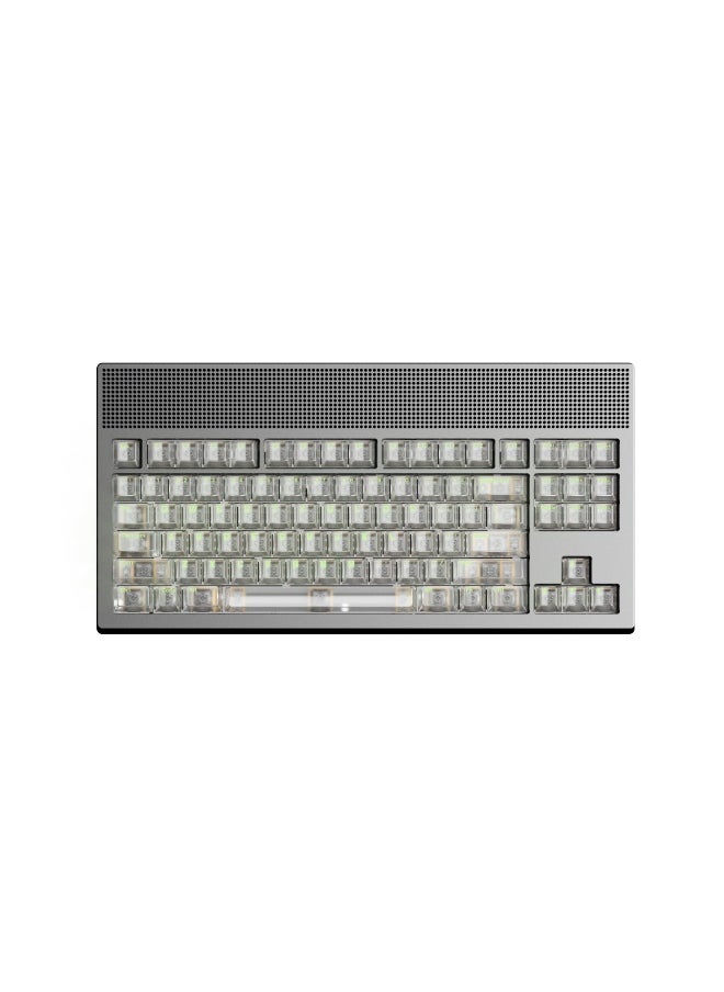 Angry Miao - Angry Miao AM Neon 80 Space Silver Bundle RGB Mechanical Keyboard Latency Tri-Mode Connection Leaf Spring Mount Internals Hotswapable Switch with 389 LEDs Precision CNC Design - Image 1
