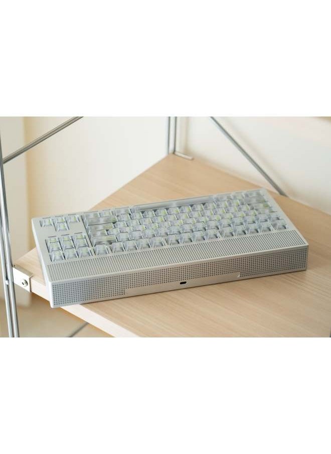 Angry Miao - Angry Miao AM Neon 80 Space Silver Bundle RGB Mechanical Keyboard Latency Tri-Mode Connection Leaf Spring Mount Internals Hotswapable Switch with 389 LEDs Precision CNC Design - Image 1