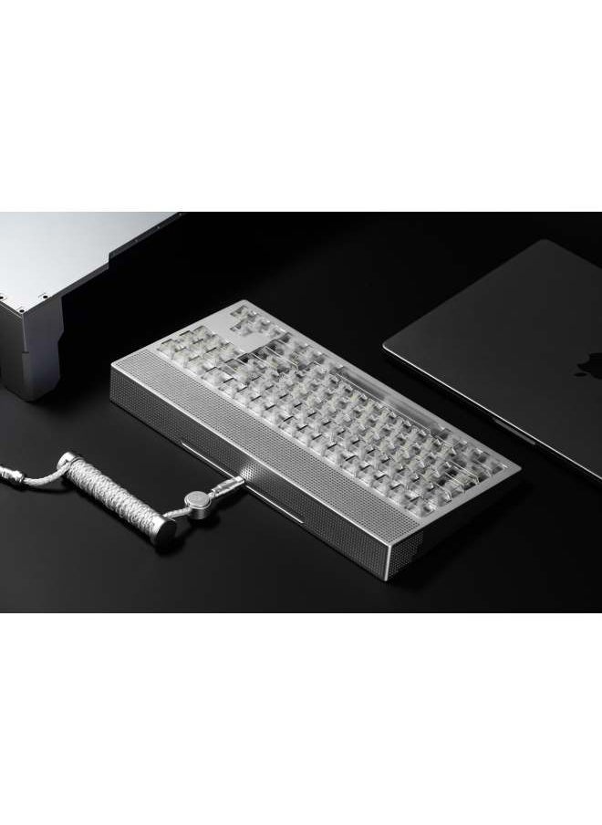 Angry Miao - Angry Miao AM Neon 80 Space Silver Bundle RGB Mechanical Keyboard Latency Tri-Mode Connection Leaf Spring Mount Internals Hotswapable Switch with 389 LEDs Precision CNC Design - Image 1