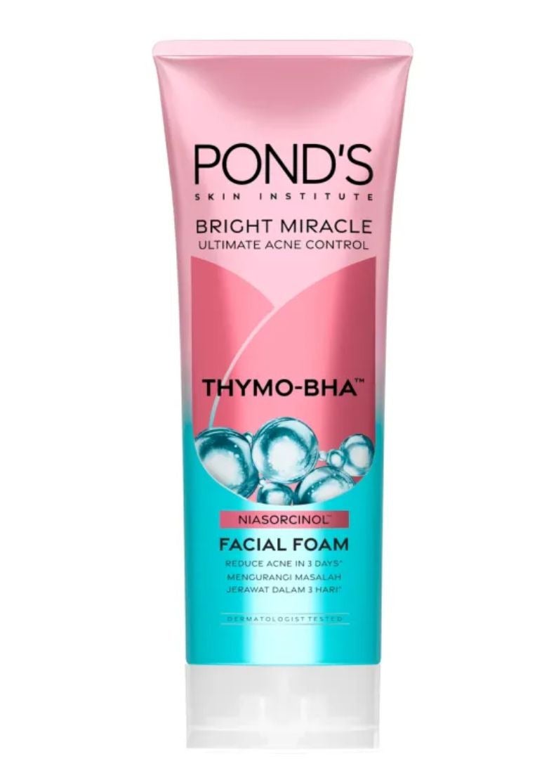 Pond's Bright Miracle Ultimate Acne Conrol Thymo-BHA (Niasorcinol) Facial Foam Reduces Acne in 3 Days 100g - Image 1