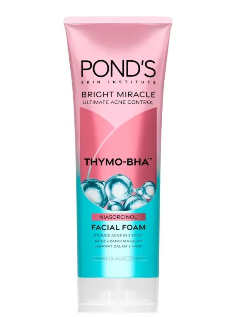 Pond's Bright Miracle Ultimate Acne Conrol Thymo-BHA (Niasorcinol) Facial Foam Reduces Acne in 3 Days 100g - Image 2