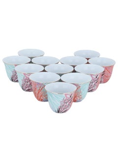 Alsaif Gallery Porcelain Arabic Coffee Cups Set, 12 Pieces, Purple/Green  - Image 2