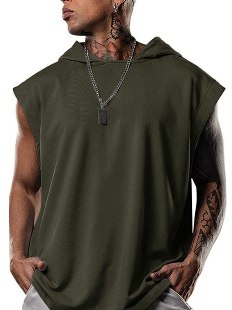 Men'S Sports Sleeveless Hooded Vest Style Casual Loose Top T-Shirt - Image 5