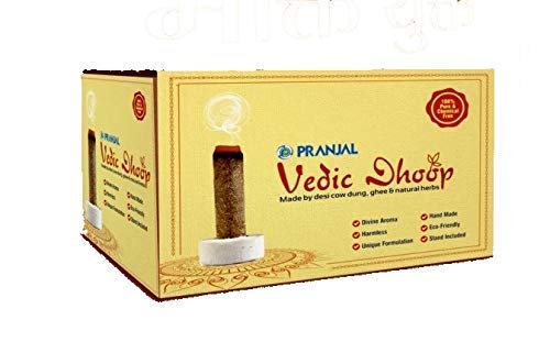 Girirajji Organic Pranjal Desi Cow Dung Dhoop Batti Incense Stick with dhoop Stand Holder in Box-Set of 15  - Image 2