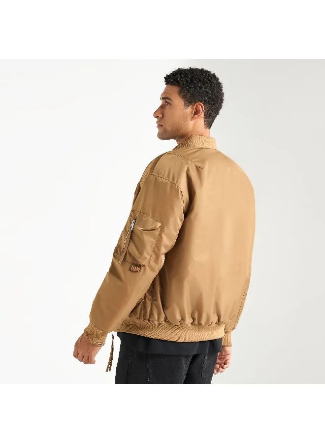 Splash FAV Pocket Detail Zip Through Bomber Jacket