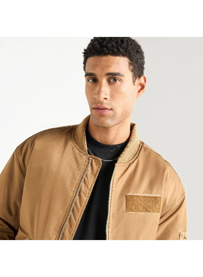 Splash FAV Pocket Detail Zip Through Bomber Jacket