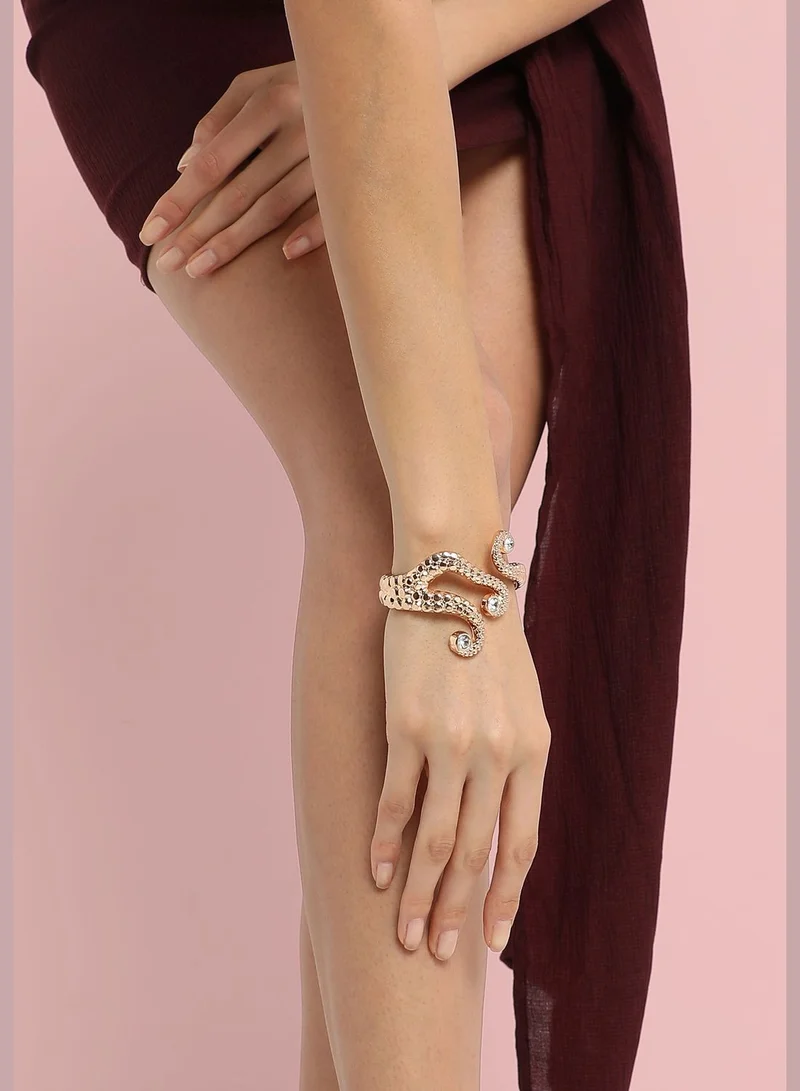 SOHI Gold Plated Designer Stone Party Wear Bracelet For Women