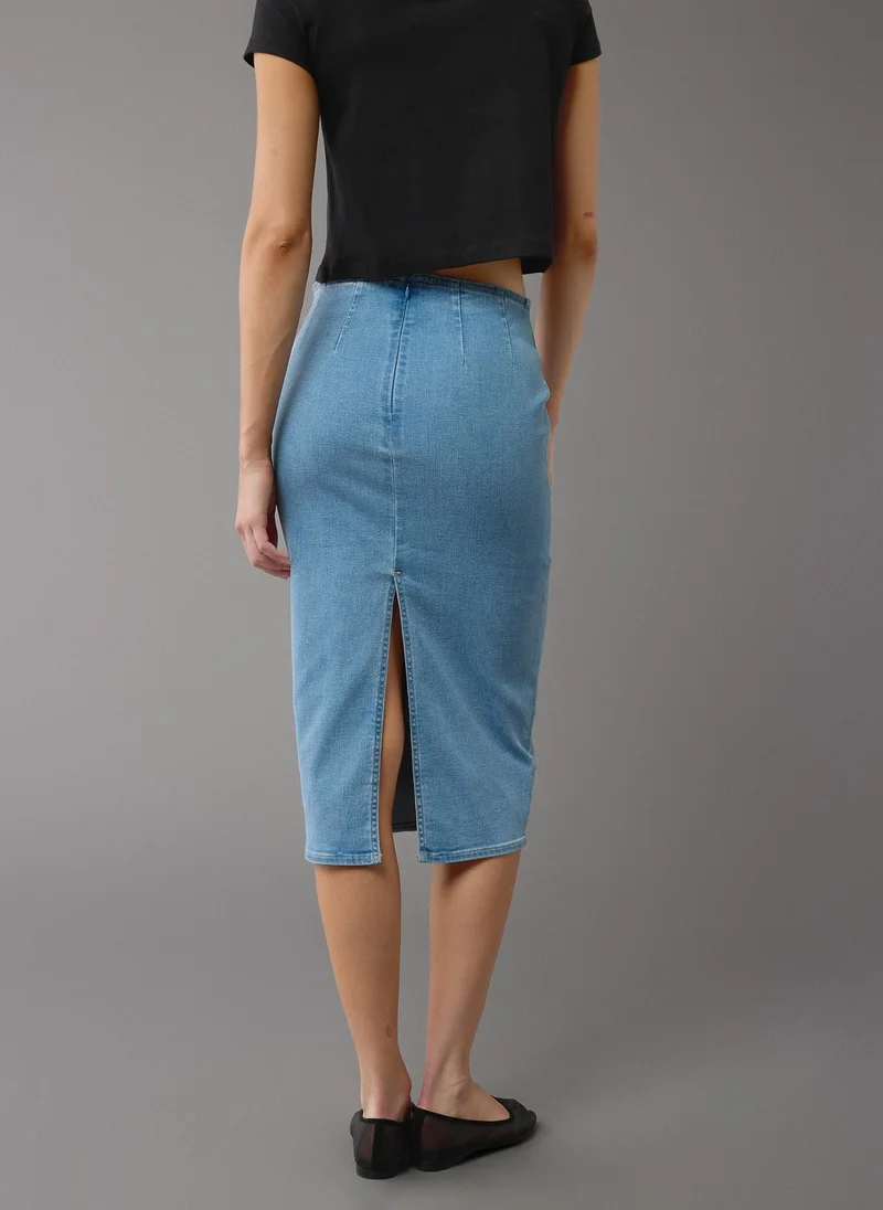 امريكان ايجل Highest Waist Denim Midi Skirt