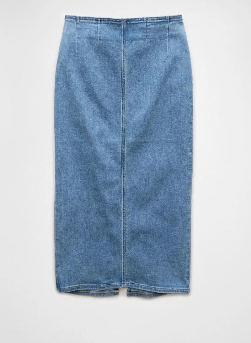 امريكان ايجل Highest Waist Denim Midi Skirt