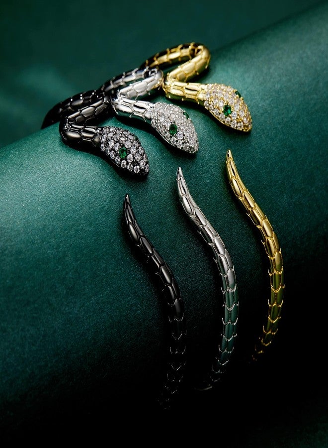 BISAER Snake Bracelets Adjustable Snake Bracelet Open Bangle Cuff Bracelet Silver Serpent Wrap Bypass Bracelet Silver Gold bracelets for Women (Gold) - Image 5
