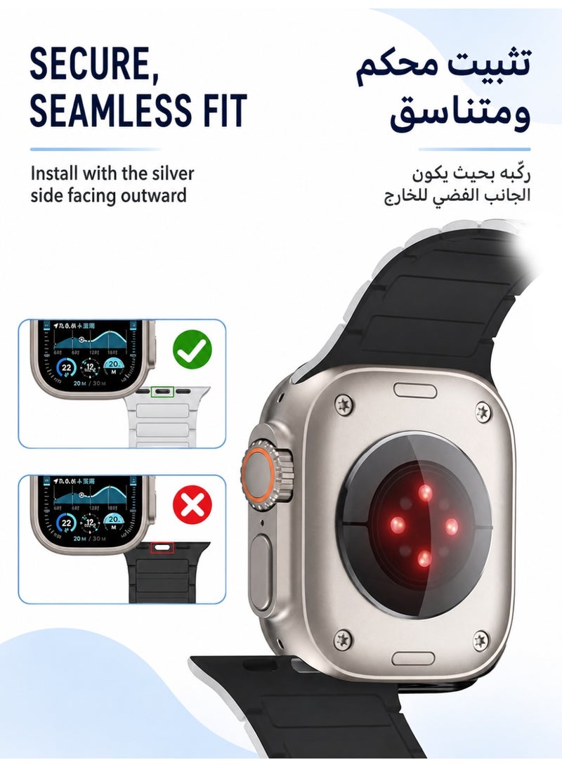 Magnetic Silicone Band for Apple Watch 38mm/40mm/41mm/42mm(S10,S11), Soft Waterproof Quick Fit Sport band for iWatch Series 11/10/9/8/7/6/5/4, SE3/SE2/SE, White - Image 3