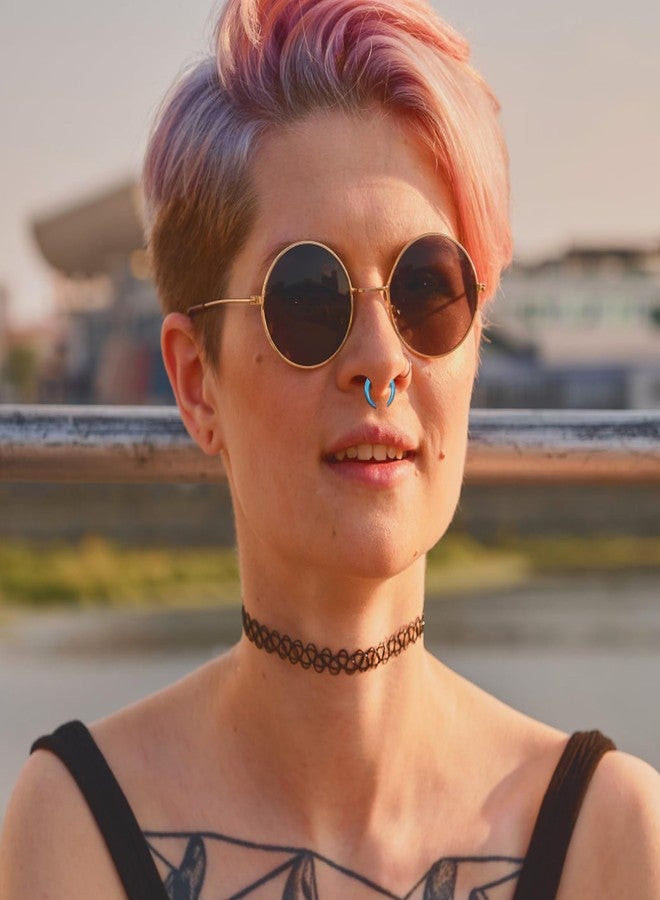 ONESING 10G Septum Ring Glass Septum Pincher C Shape Septum Jewelry with O-Rings Horseshoe Septum Ear Cartilage Nose Septum Stretch Kit for Women Men-Blue - Image 5