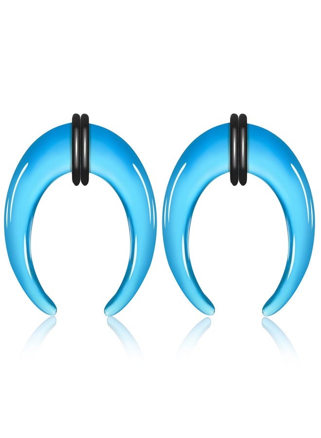 ONESING 10G Septum Ring Glass Septum Pincher C Shape Septum Jewelry with O-Rings Horseshoe Septum Ear Cartilage Nose Septum Stretch Kit for Women Men-Blue - Image 1
