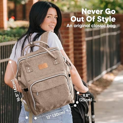 KeaBabies Baby Diaper Bag Backpack Large Baby Bag for Boys Girls Waterproof Multi Function Travel Diaper Backpack with Changing Pad Durable Travel Essentials for Moms and Dads Coffee Brown - Image 3