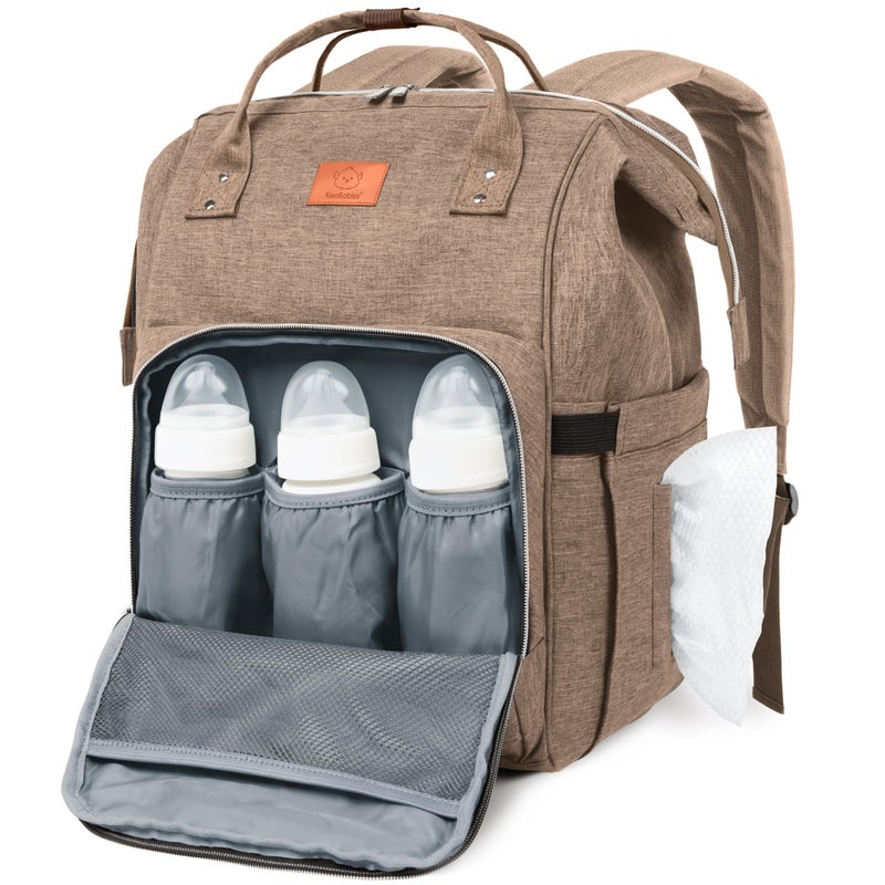 KeaBabies Baby Diaper Bag Backpack Large Baby Bag for Boys Girls Waterproof Multi Function Travel Diaper Backpack with Changing Pad Durable Travel Essentials for Moms and Dads Coffee Brown - Image 2