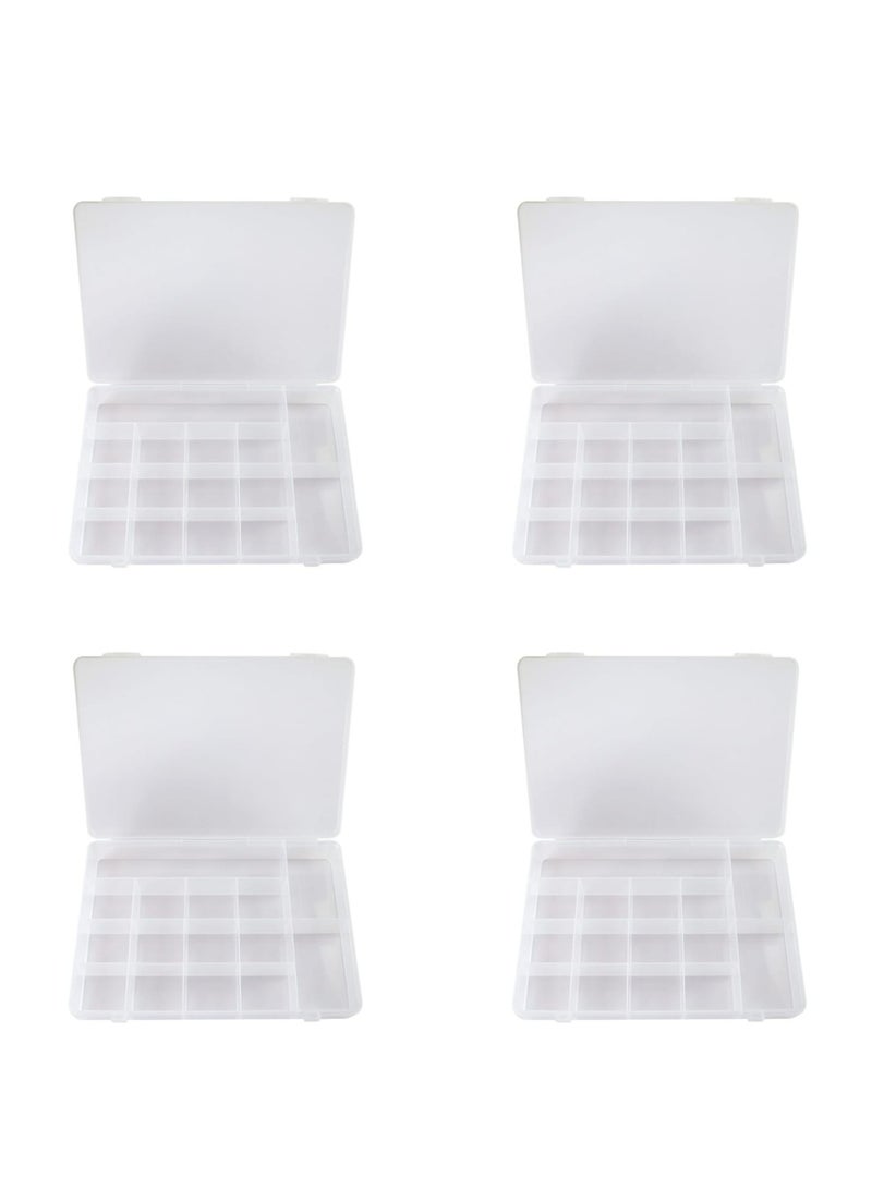 Grab Mantra 4 Pack 20 Grids Plastic Storage Jewellry Organizer Boxes with Adjustable Dividers (4x5)  - Image 1