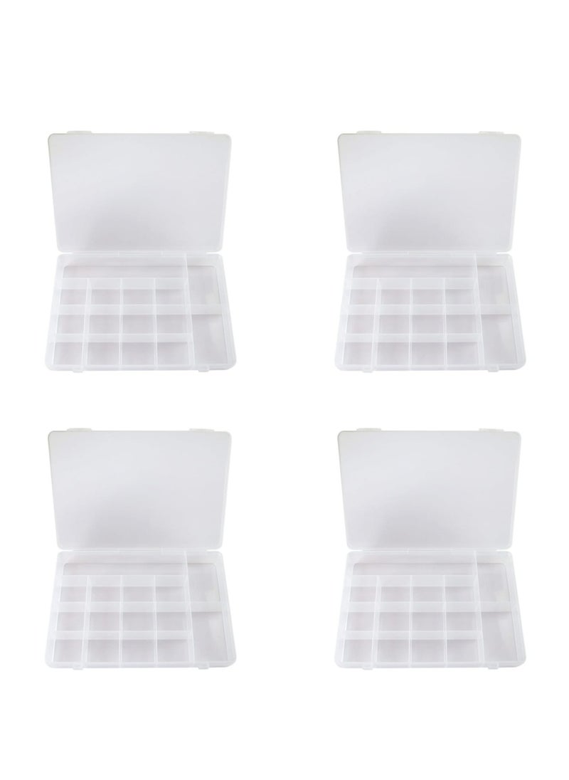 Grab Mantra - 4 Pack 20 Grids Plastic Storage Jewellry Organizer Boxes with Adjustable Dividers (4x5) - Image 1