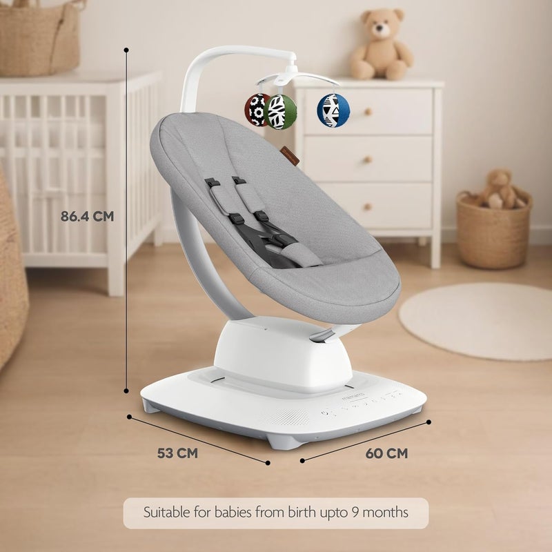 UPPAbaby Mamaroo Smart Swing with Bluetooth Control, Built-in Sounds, and Newborn Insert - Stella Grey Mélange - Image 3