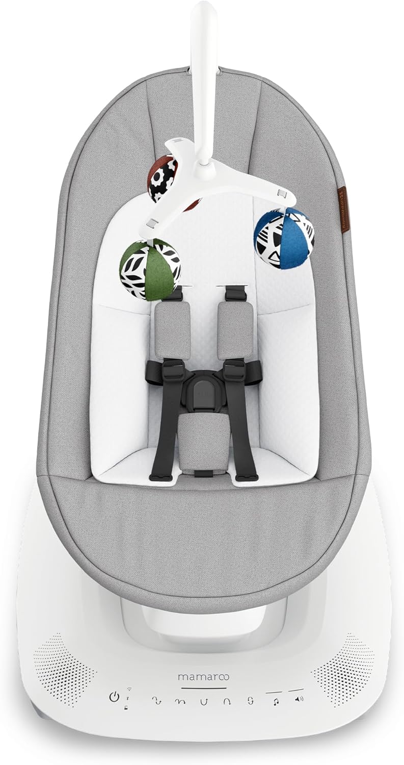 UPPAbaby Mamaroo Smart Swing with Bluetooth Control, Built-in Sounds, and Newborn Insert - Stella Grey Mélange - Image 2