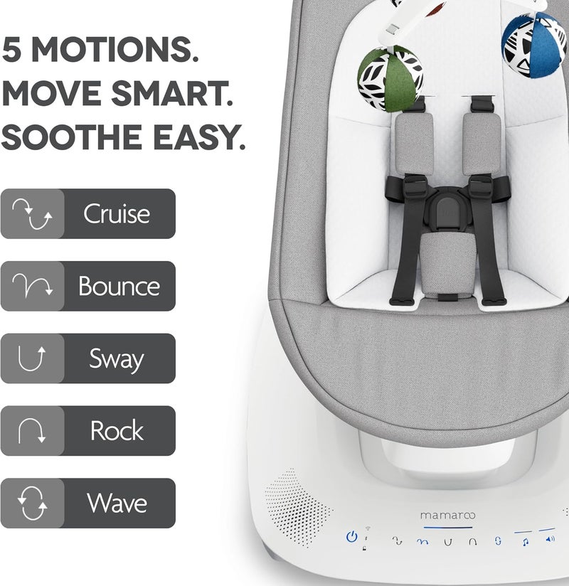 UPPAbaby Mamaroo Smart Swing with Bluetooth Control, Built-in Sounds, and Newborn Insert - Stella Grey Mélange - Image 5