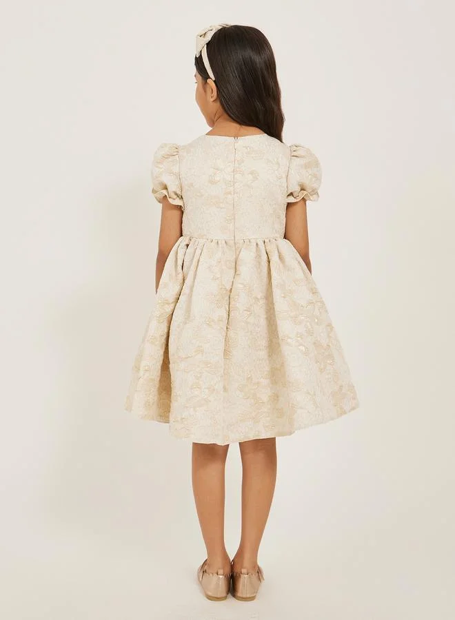 Styli Floral Jacquard Dress