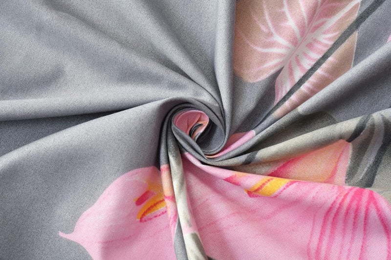 BSB HOME Glace Cotton 220Tc Flat Single Bedsheets for Summer Breathable | Wrinklefree (Size-152 X 228 Cm) with 1 Pillow Covers (Size-17 X 27 Inches, Floral Print Grey & Pink), 220 Tc - Image 3