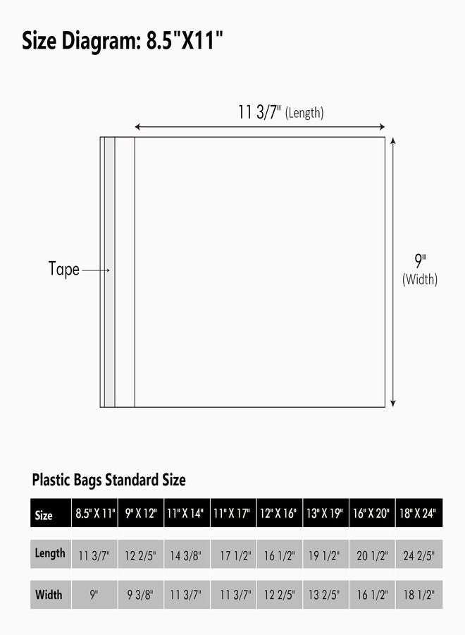 Somime 50 Pack Acid-Free Crystal Clear Sleeves Storage Bags for 8.5x11 Art Prints/Pictures/Photos/Framing Mat Mattes (Bag Size: 9"x11 3/7") - Image 2