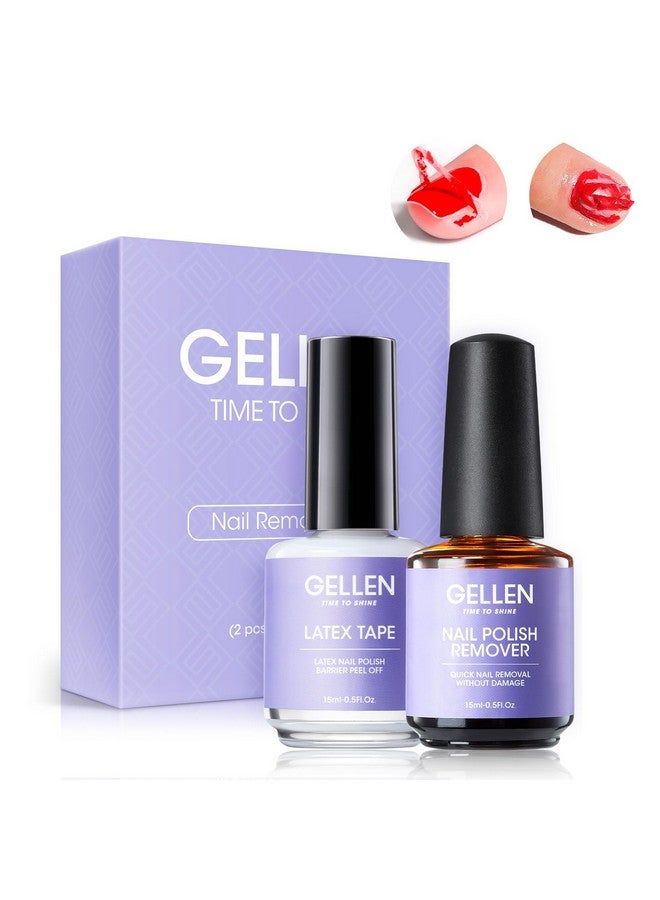 Gellen Gel Nail Polish Remover Kit Gel Polish Remover And Latex Tape Peel Off Liquid Gel Remover For Nails In 35 Minutes Gel Remover Kit Cuticle Guard For Nail Art Liquid Latex Barrier Protector - Image 1