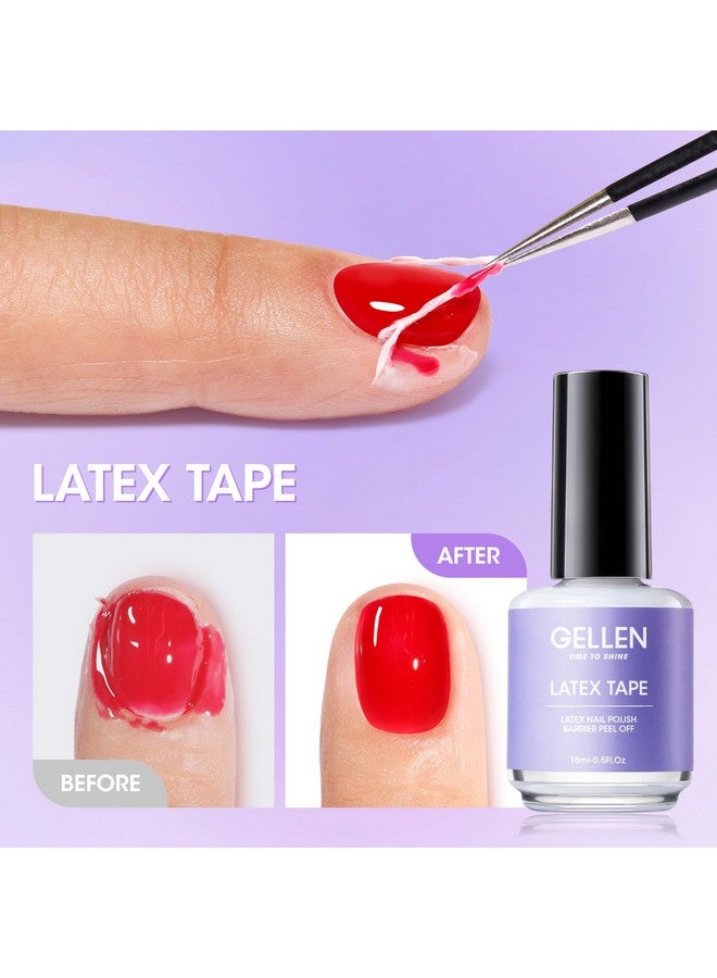 Gellen Gel Nail Polish Remover Kit Gel Polish Remover And Latex Tape Peel Off Liquid Gel Remover For Nails In 35 Minutes Gel Remover Kit Cuticle Guard For Nail Art Liquid Latex Barrier Protector - Image 2