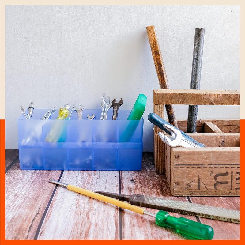 Bathla دوري (مجموعة من 16) منظم تخزين درج متعدد الاستخدامات قابل للتكديس | لتنظيم الجوارب، الملابس الداخلية، الرباط، المناديل، المجوهرات، القرطاسية، الحزام، إلخ. | رمادي | 5 أقسام – ستومو - Image 2