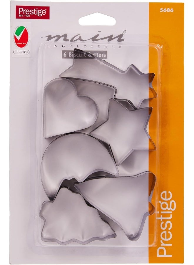 Prestige Biscuit Cutters 6 Piecepr5686, Silver, Stainless Steel Silver 2.2x18.4x12.6cm - Image 1