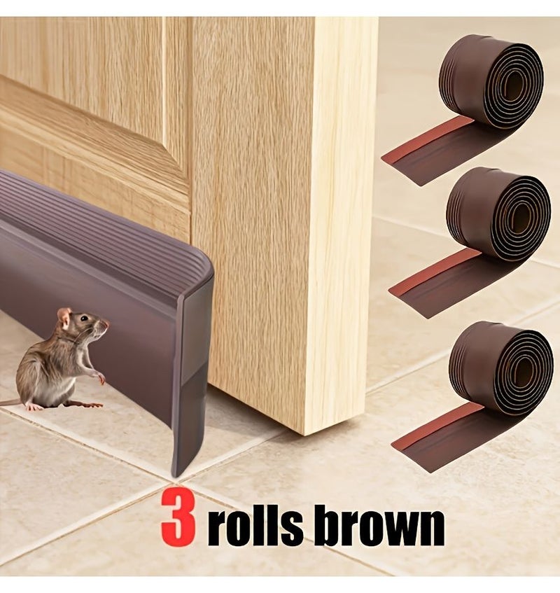 Set Of Three 39 Inch Black Self Adhesive Door Seals For Blocking Noise Drafts Dust Smoke And Pests - Image 1