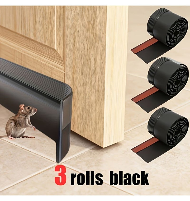 Set Of Three 39 Inch Black Self Adhesive Door Seals For Blocking Noise Drafts Dust Smoke And Pests - Image 3