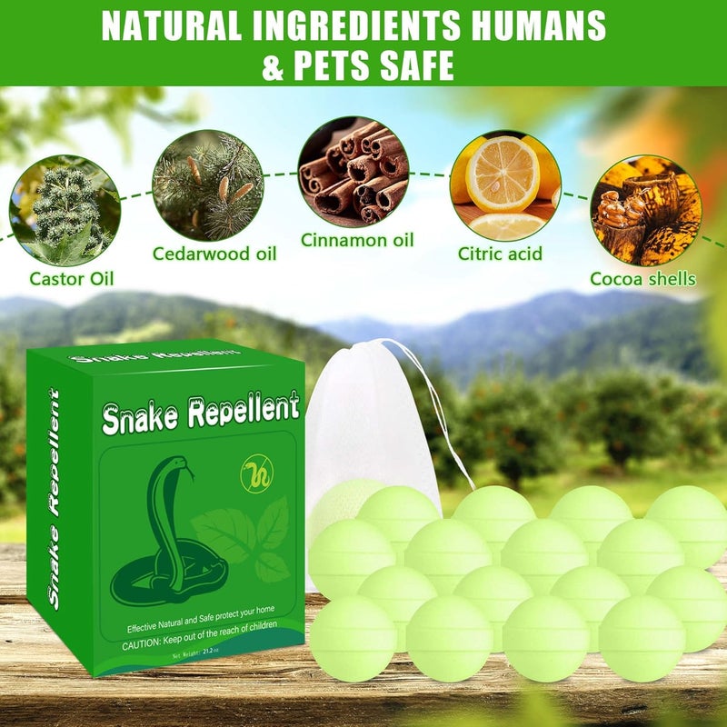 Enbabbor 24 Pack Snake & Lizard Repellent for Yard, Natural Rodent Repellent Balls for Outdoors and Indoor, Keep Snakes Lizard and Rodent Away from Lawn Yard Garden Camping Fishing Pet Safe - Image 2