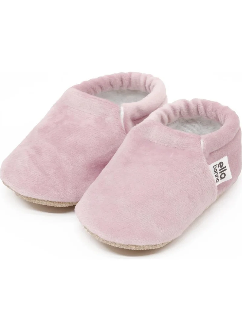 ايلا بونا Velvet Baby Booties, Non-Slip Sole, Nursery Shoe Booties, Powder