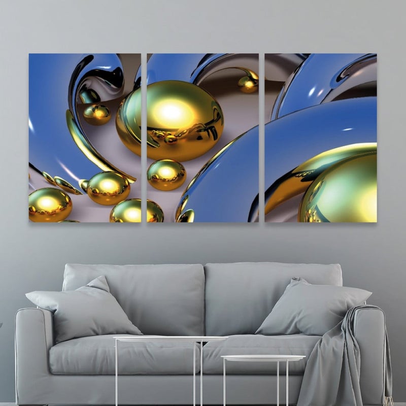 Marktna Three luxurious canvas prints with a modern design and a hollow frame, measuring (120×60), three pieces - Image 1